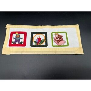 Vintage‎ Needlepoint Christmas Ornaments Bear Candle Toy Soldier Design